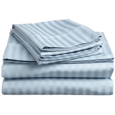 Impressions By Luxor Treasures 400 Thread Count Egyptian Cotton Queen Sheet Set Stripe Light Blue 400QNSH STLB